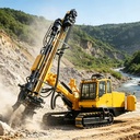 Blast Rock DTH Drill Rig Machine in Mining Quarry
