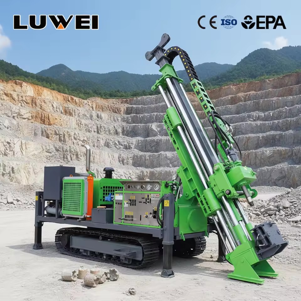 Geological Exploration Drill Rig Fully Automatic Rope Steel Track Chassis Diesel Powered Crawler Track High Pump Motor
