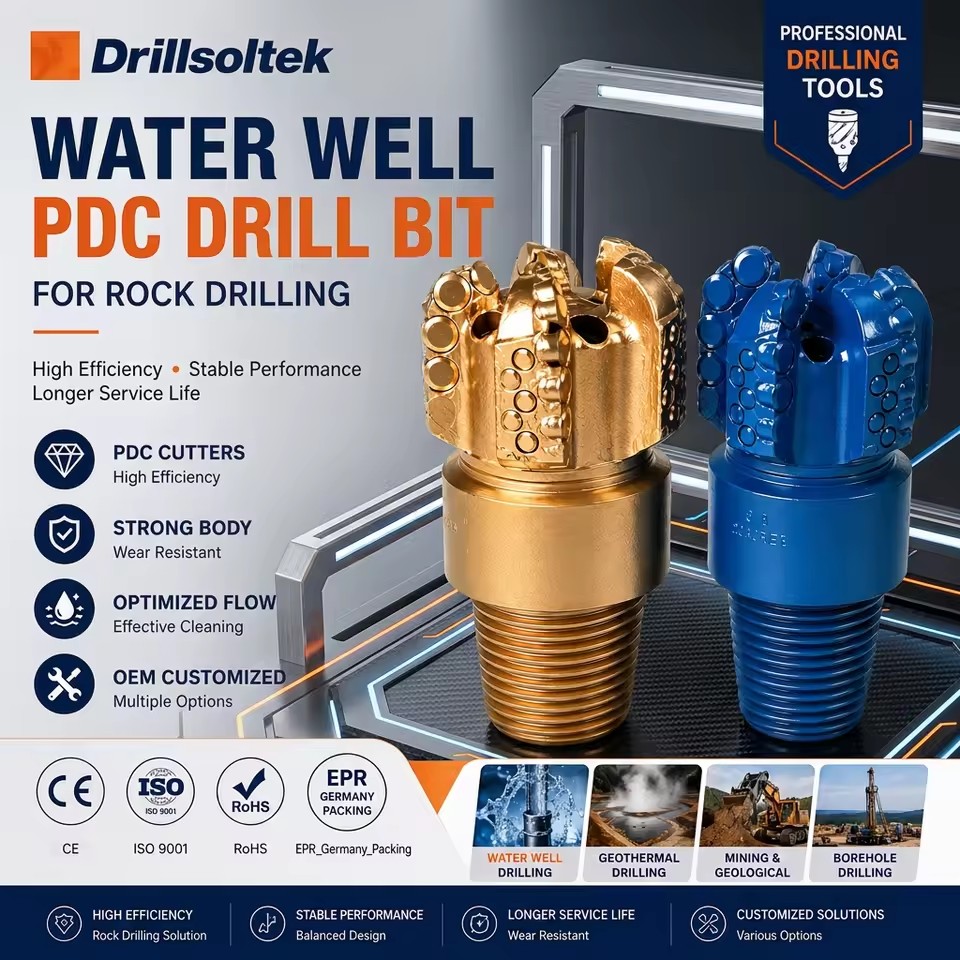 Factory Wholesale 3 Wing 4 Wing 5 Wing PDC Concave Drag Bit for Water Well Drilling Rig