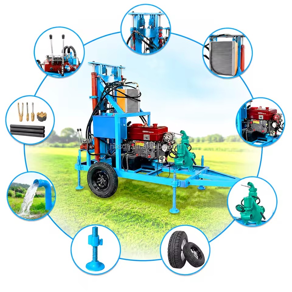 New Condition Automatic CE 35HP Diesel Powered 60m 100m 150m Rock Core Drill Rig Ore Exploration Mine Water Well Drilling Rig