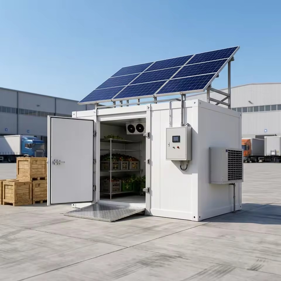 Solar Powered Cold Storage Freezer Chiller Walk-In Cold Room Eco-Friendly High Efficiency Farm Food Storage Easy Operate Motor