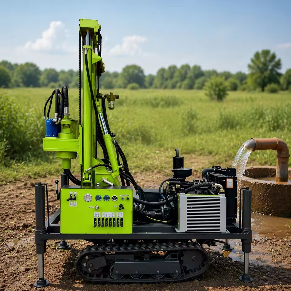 Heavy Duty Tracked Pneumatic Deep Well Drilling Rig with DTH Hammer for Efficient Water Well & Hard Rock Mining Exploration