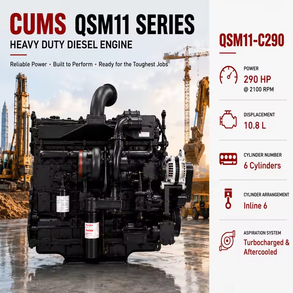 SCDC CUMS QSM11-C290 2100rpm Turbocharged 6 Cylinder Diesel Engine for Rotary Drilling Rig Crane Mining Construction Machinery
