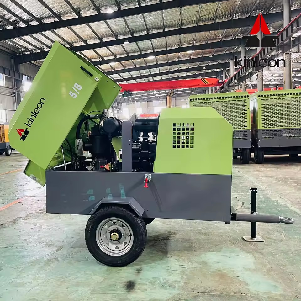 Diesel Screw Air Compressor 5m3/min 8bar Lubricated Portable with Cummins Engine Pump & Motor for Mining Construction Drilling