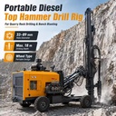 Portable Diesel Top Hammer Drill Rig 18m Drilling Depth 33-89mm Hole Diameter Wheel Drilling Machine for Rock Mining