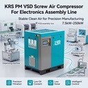 KRS PM VSD Screw Air Compressor 7.5kW-250kW for Electronics Assembly Line Electronics and Electrical Manufacturing Energy Filter