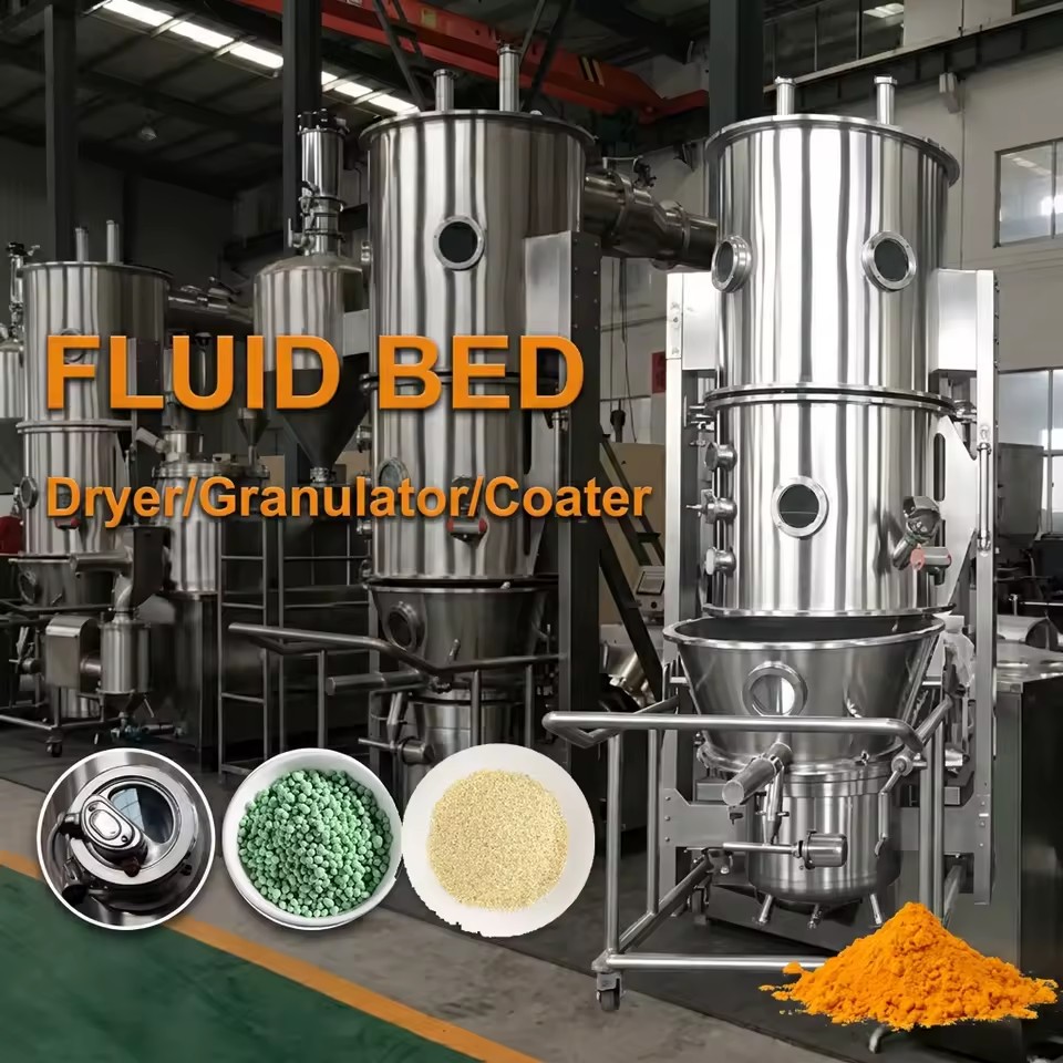 Automatic PLC & Gear Fluidized Bed Granulator for Food Processing Granules Instant Beverages Seasoning