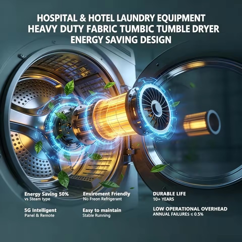 Heavy Duty 160kg Tumble Dryer, Energy Saving Industrial Washing Plants Heat Pump Dryer
