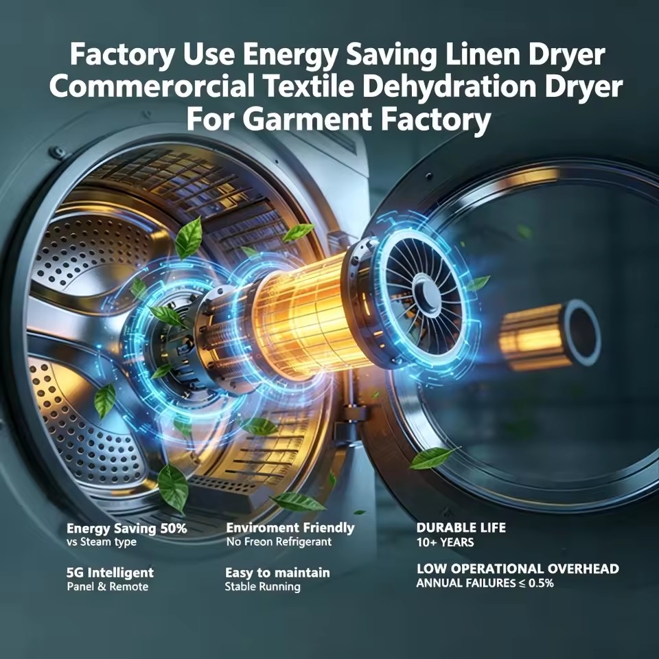 100 kg Big Capacity Energy Efficient Clothes Dryer, Factory Use Industrial Tumble Dryer