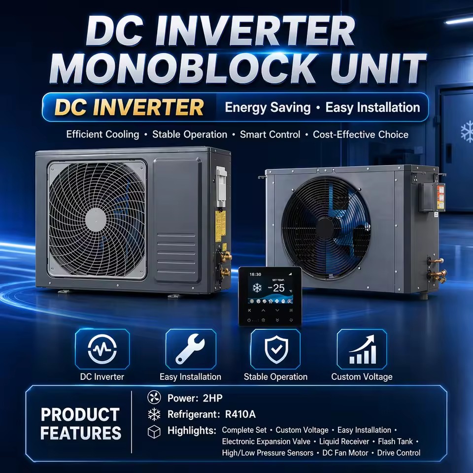 Compact 8HP Copeland DC Inverter Monoblock Refrigeration System Energy Saving Automatic Control R410A for Commercial Cold