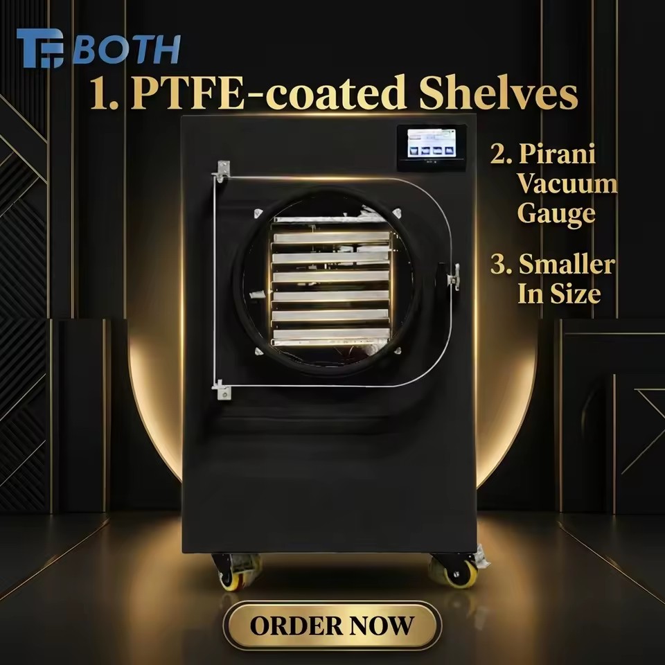 SFD-8 Advanced PLC Control Energy Saving SUS304 10kg/Batch Vacuum Freeze Dryer Medium Capacity Lyophilizer High Food Processing