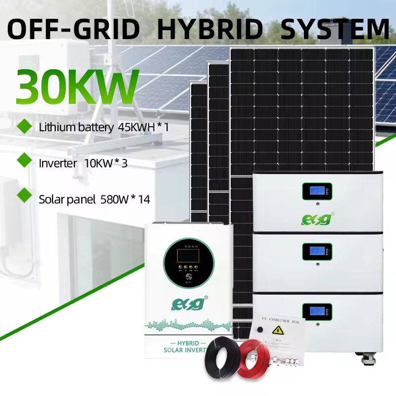 ESG 10KW 15KW 20KW 30KW Complete Residential Commercial Off-Grid Solar Power Generation System Kit MPPT Lithium Ion Battery