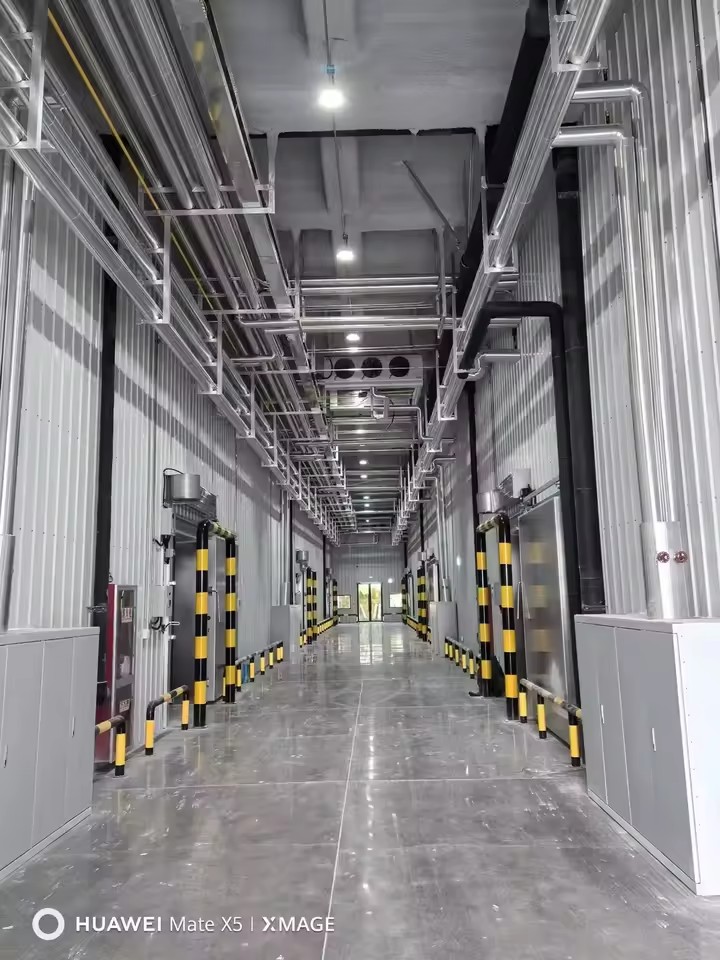 Slaughterhouse Carcass Cold Room Automatic Motor Hanging Rail Beef Aging Meat Chiller with Air Cooled System and Solar Panel