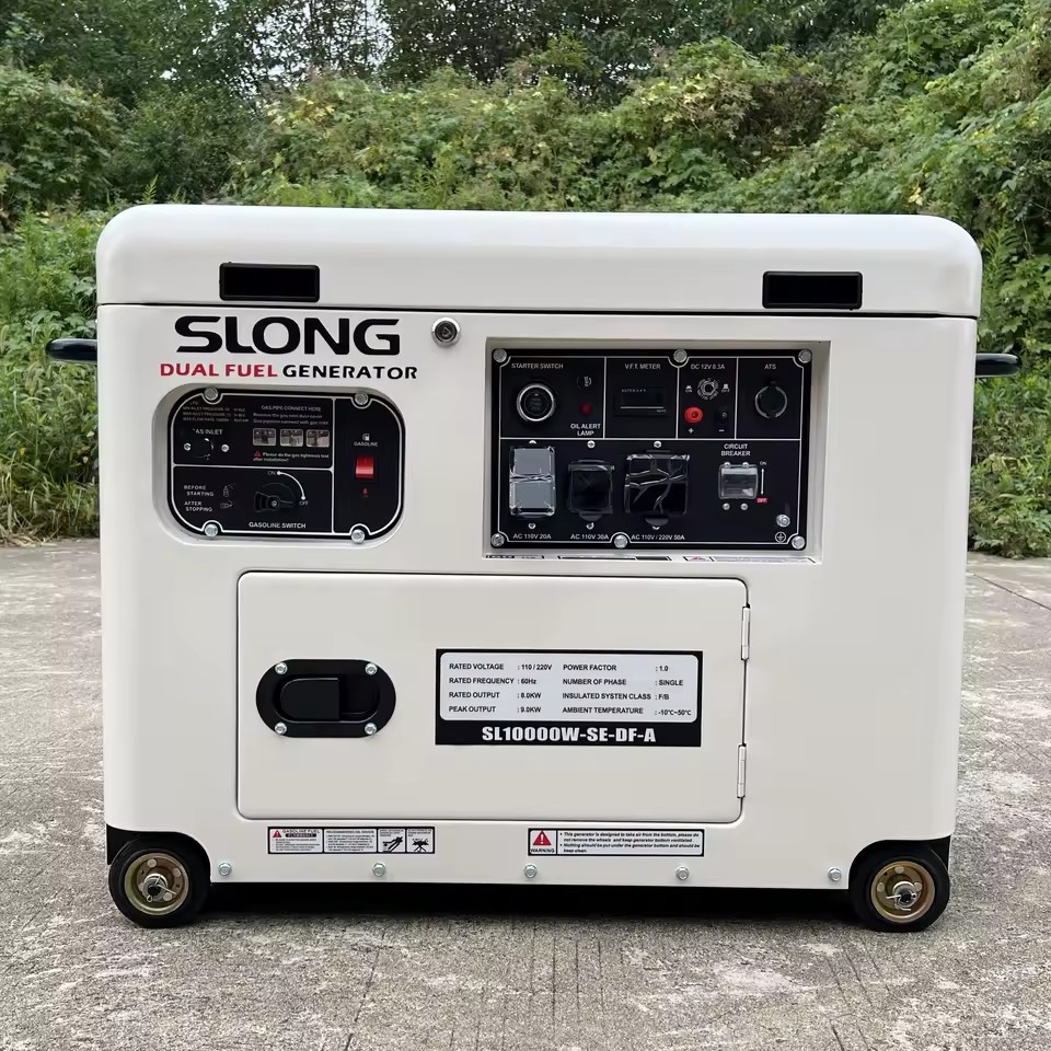 Home Use Soundproof 8KW Rated Power Generator Two Fuel Genset