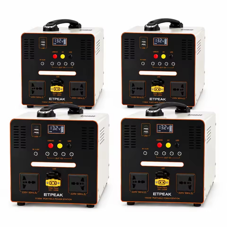 1100W Portable Battery Generator 1100.8Wh LiFePO4 Pure Sine Wave Power Station with Solar and Car Charging for Home Backup