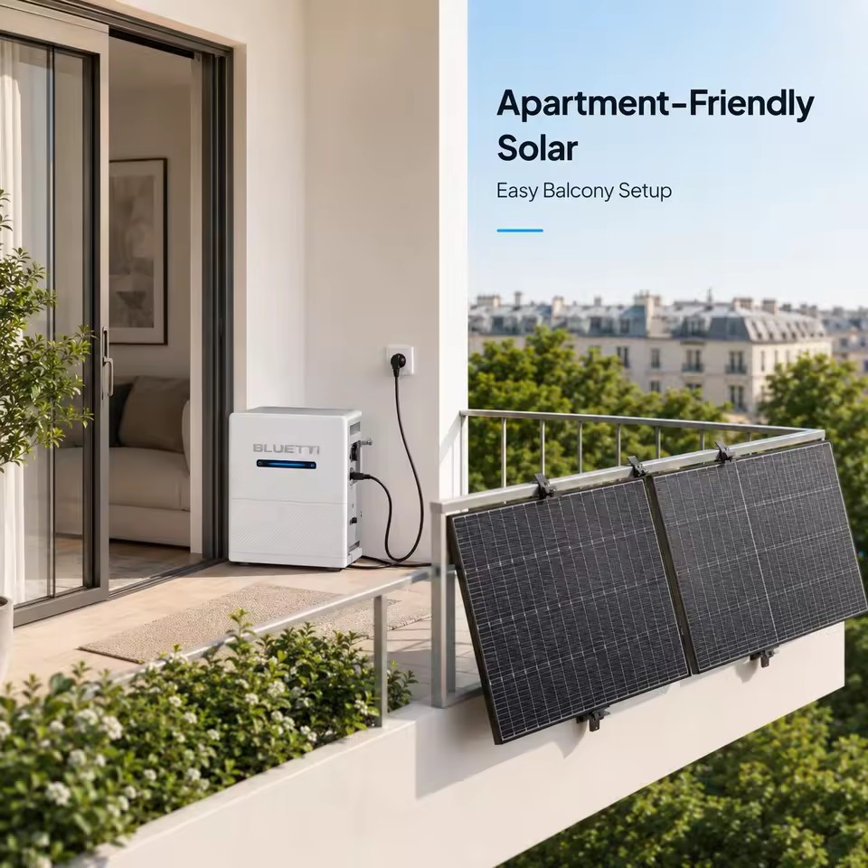 Plug and Play Solar Generator for Balcony Garden Tiny House 2.56kWh LiFePO4 Battery Balkonkraftwerk BLUETTI Balco 260
