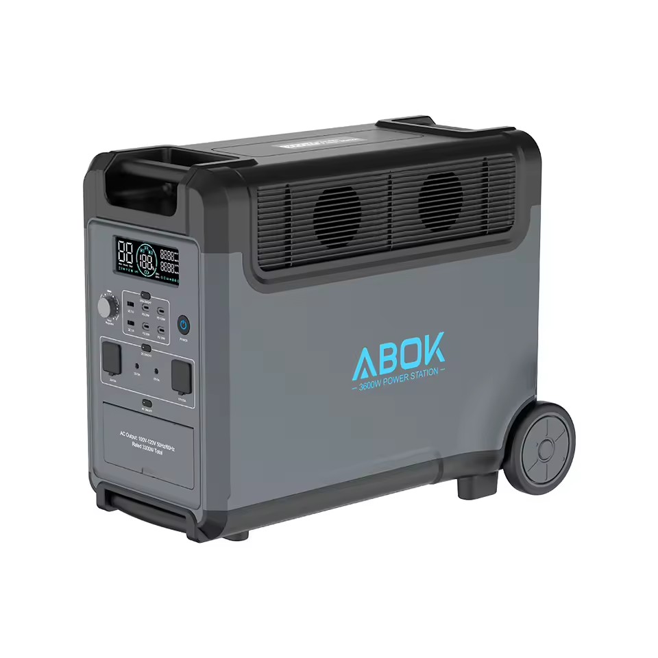 ABOK No Customs Fees US EU Stock 3600W 3840Wh Portable Power Station Solar Generator Battery Generator MPPT for Home Emergency