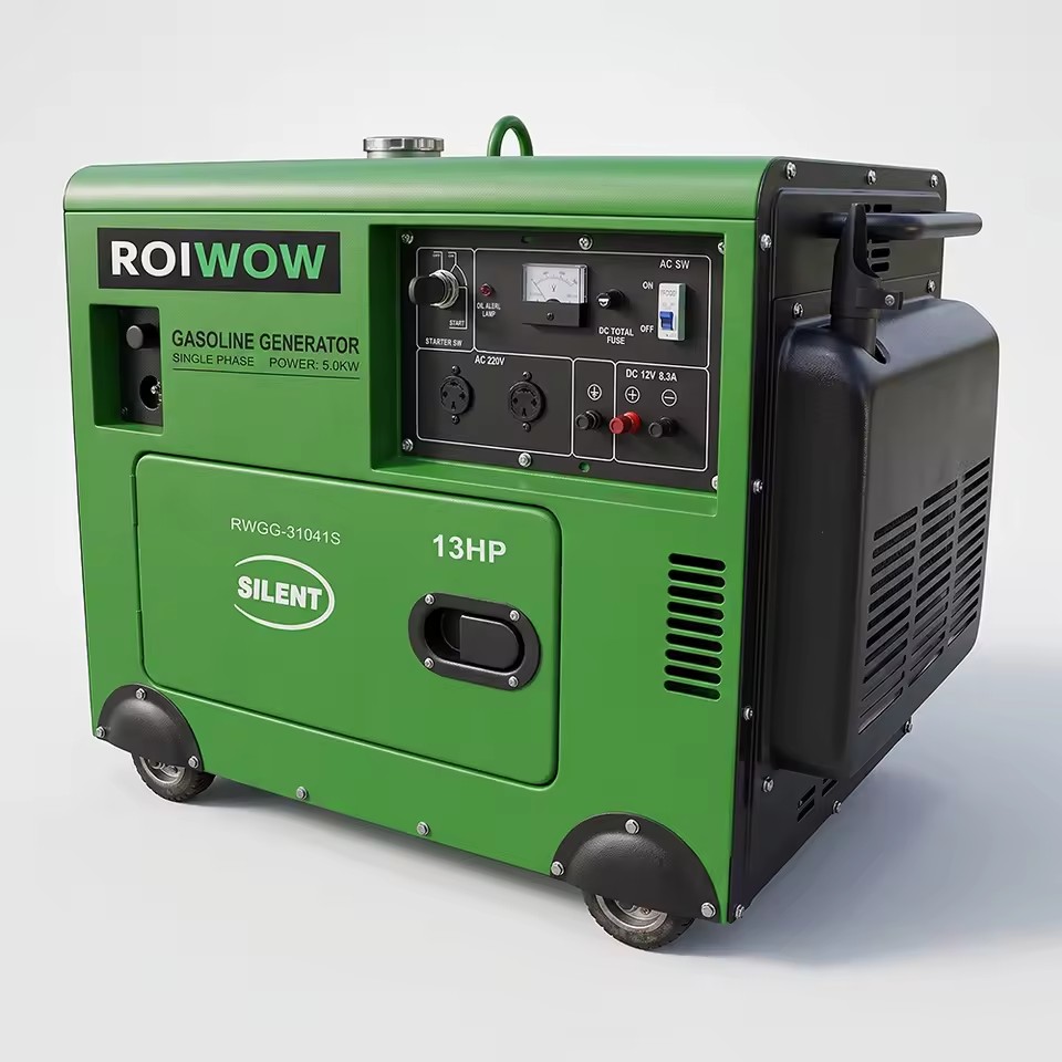 5.0KW 4-Stroke Gasoline Powered Single Phase Small Portable Silent Petrol Generator Set with Gas Engine for Home Camping Outdoor