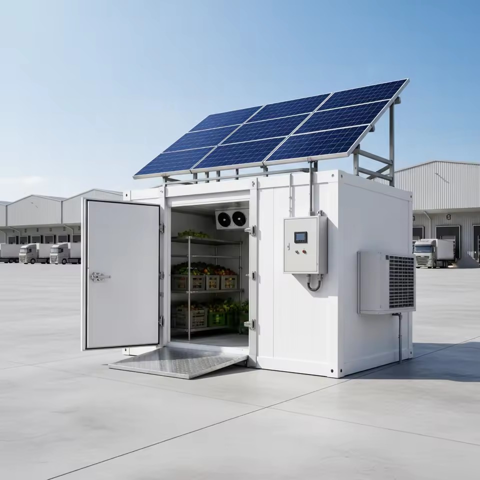 Pre Assembled Modular Solar Cold Room, Double Door Off Grid Refrigeration with Battery Storage, Cajas Refrigeradas Solares