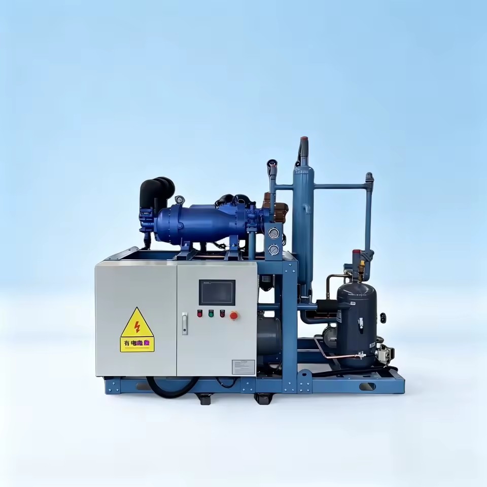 1200 kW Parallel Screw Compressor Condensing Unit, Industrial Low Temp Refrigeration Equipment for Cold Storage Cooling Projects