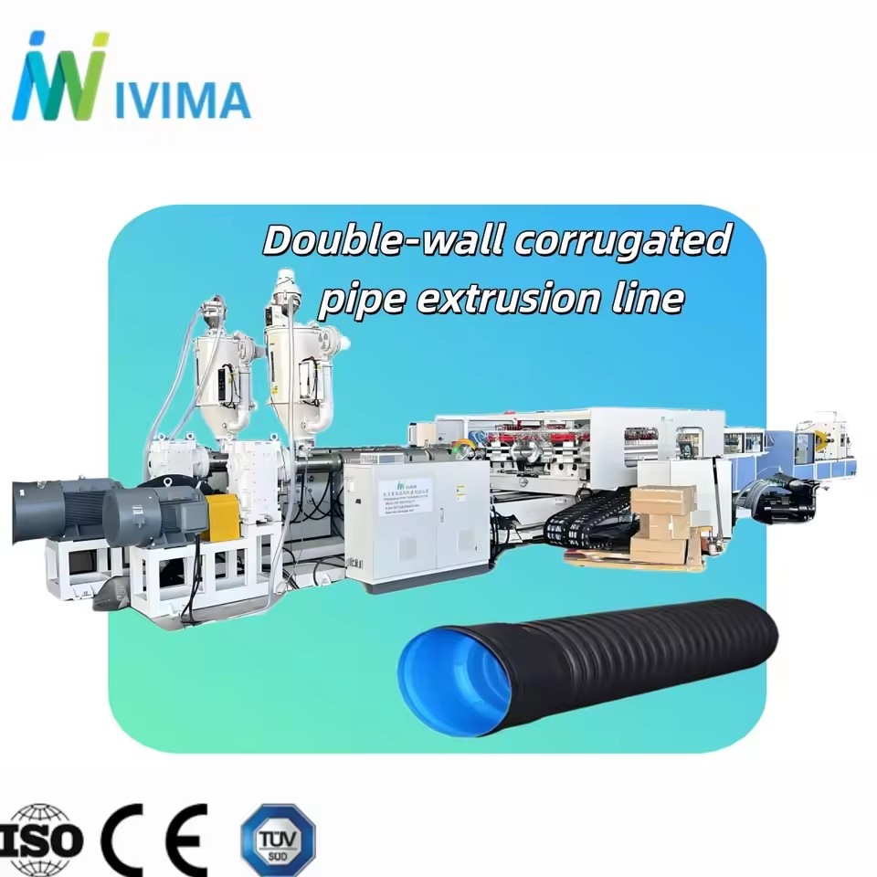 PLC Control High Output Double Wall Corrugated Pipe Extrusion Machinery Excellent Quality