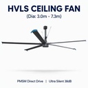 FJDIAMOND 12ft PMSM HVLS Fan IE5 Direct Drive 3.7m Big Ceiling Fan IP66 for Low Ceiling Showroom Fitness Club Sport Court