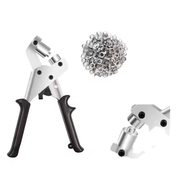 Hole Punching Kit Hole Tool Kit Clamp Handheld Press Portable Manual Punch with 100 3/8-inch (10mm) Silver Holes