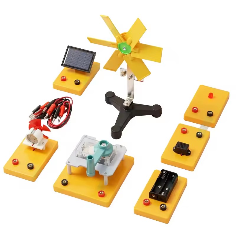 Solar Panel Wind Turbine Motor and Fan Hand Generator Battery Holder LED Switch Module Energy Conversaion Demonstrator