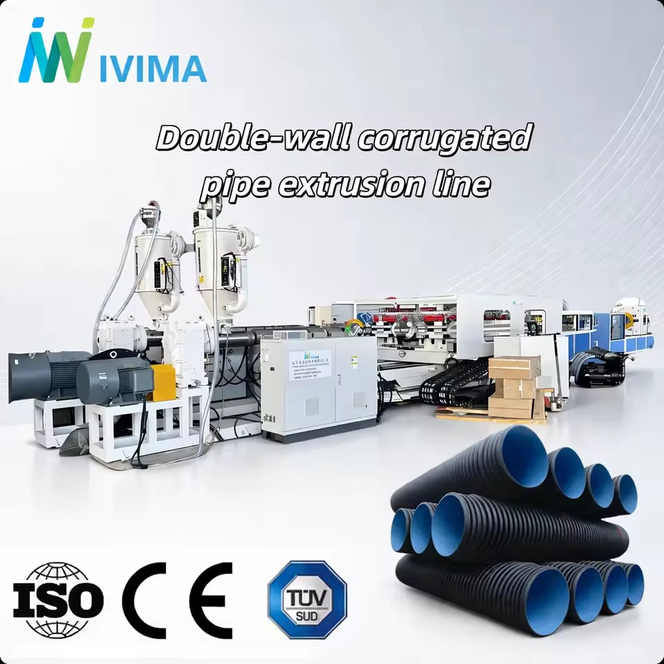 Advanced Water Cooling Plastic Double Wall Corrugated Pipe Extruder Machine Stable Forming