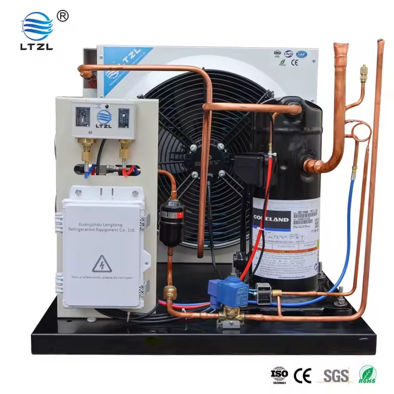 New Hermetic Scroll Compressor Condensing Unit Open-Air Cooling Chiller for Walk-In Freezer Refrigeration Heat