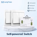 Wireless Light Switch No Battery, Self-Powered 433MHz RF Switch, 100m Remote Control, 16A Receiver Waterproof IP44