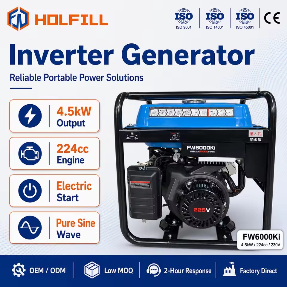 Factory Direct 4.5kW 224cc 4-Stroke Portable Inverter Generator 230V Electric Start for Home Construction Outdoor Power Supply