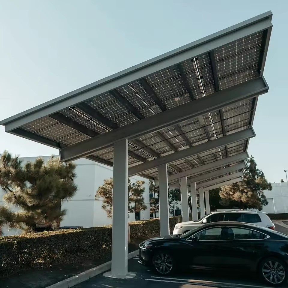 Durable Rainproof Solar Carport with Photovoltaic System Easy Quick Assembly Scratch-Free Parking Solar Mounting System