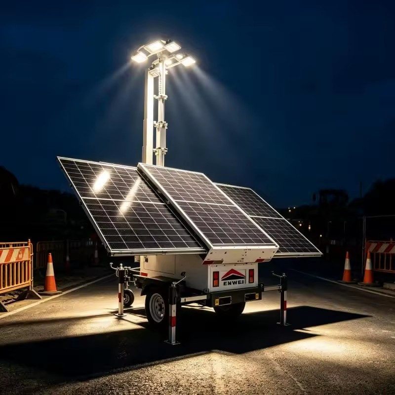 Flexible Lifting Solar Power System Led Lighting Trailer With 3*400W Solar Panels and 4*200Ah Battery for Field Lighting