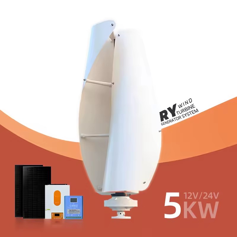 5kw Wind Solar Hybrid Residential Roof Mounted Small Vertical Axis Helix Wind Turbine Power Energy Wind Generator for Home Farm