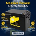 12V 300Ah Lifepo4 Storage Battery Built in Lcd Display for Residential Solar RV Marine Yacht Power Equipment
