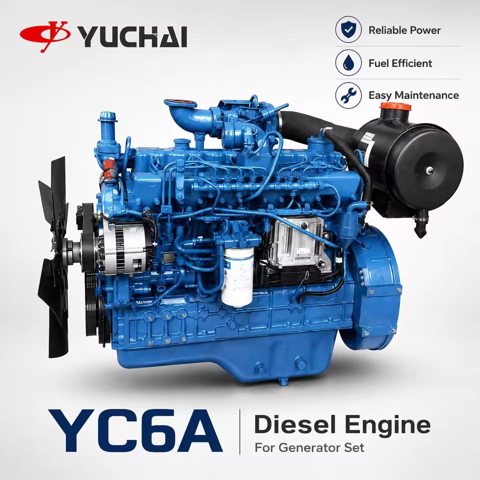 Yuchai YC6A Diesel Engine 132-165kW Generator Power Engine 1500R/1800RPM 50HZ/60HZ 6 Cylinder Industrial Diesel Engine