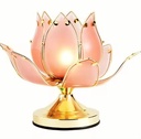 Modern Flexible Pink Lotus Flower LED Table Lamp Switch Control Glass Lamp with Gold Base Home Decor Lighting
