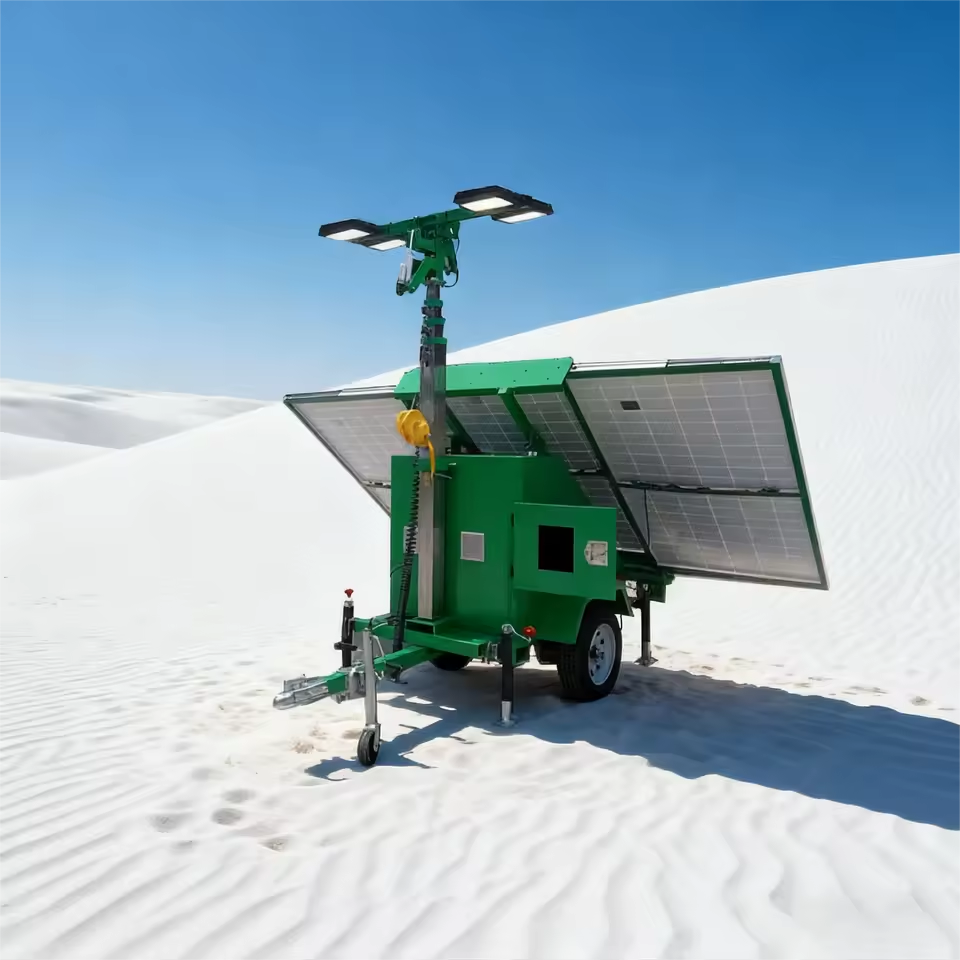 Solar Light Tower with Traction Device an Environmentally Friendly Lighting Solution Suitable for Mines