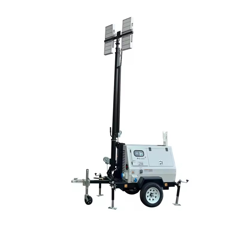 Heavy-Duty Towable Light Tower: 9m Lift, 4x 400W-1000W LEDs, Diesel-Powered