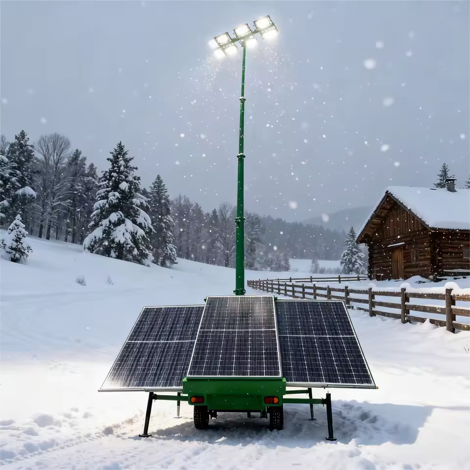 9m Hand-cranked Telescopic Mast Solar Photovoltaic Energy Storage Power Generation Lighting Tower
