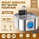 3.2L Portable Wireless Automatic Pet Water Fountain Low Noise Circulating Water Bowl Easy to Clean for Cats Small Medium Dogs