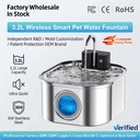 OEM 3.2L Large Capacity Wireless Rechargeable Cat Water Fountain Silent Circulating Water Dispenser with Triple Filter System