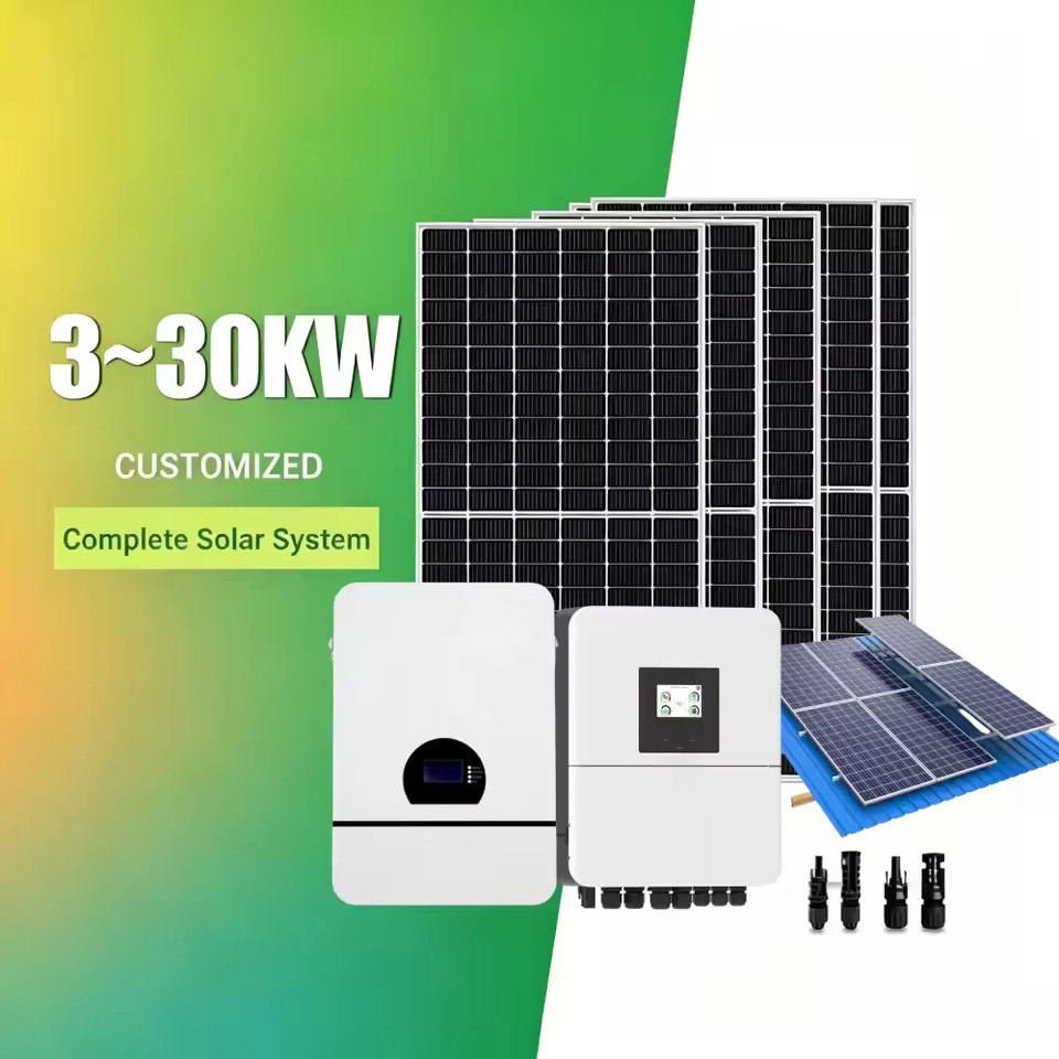 Inverter Hybrid 3 Phase Growatt Off Grid Solar System 10kW Complete 20kW Adjustable Ground 30kW Solar Mounting Power System