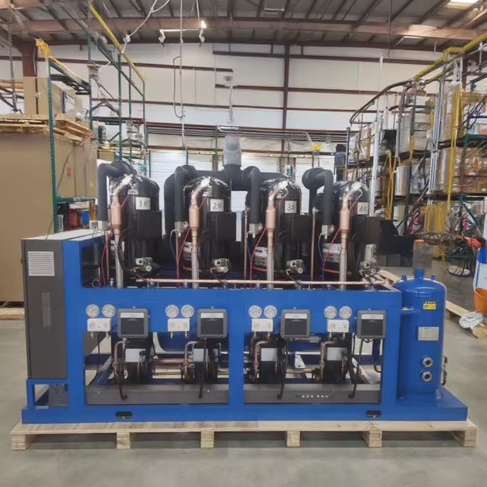 Condensing Unit Factory Custom Ultra Low Temperature Parallel Unit 50-100hp Fast Freezing Rotary Automatic Energy Saving