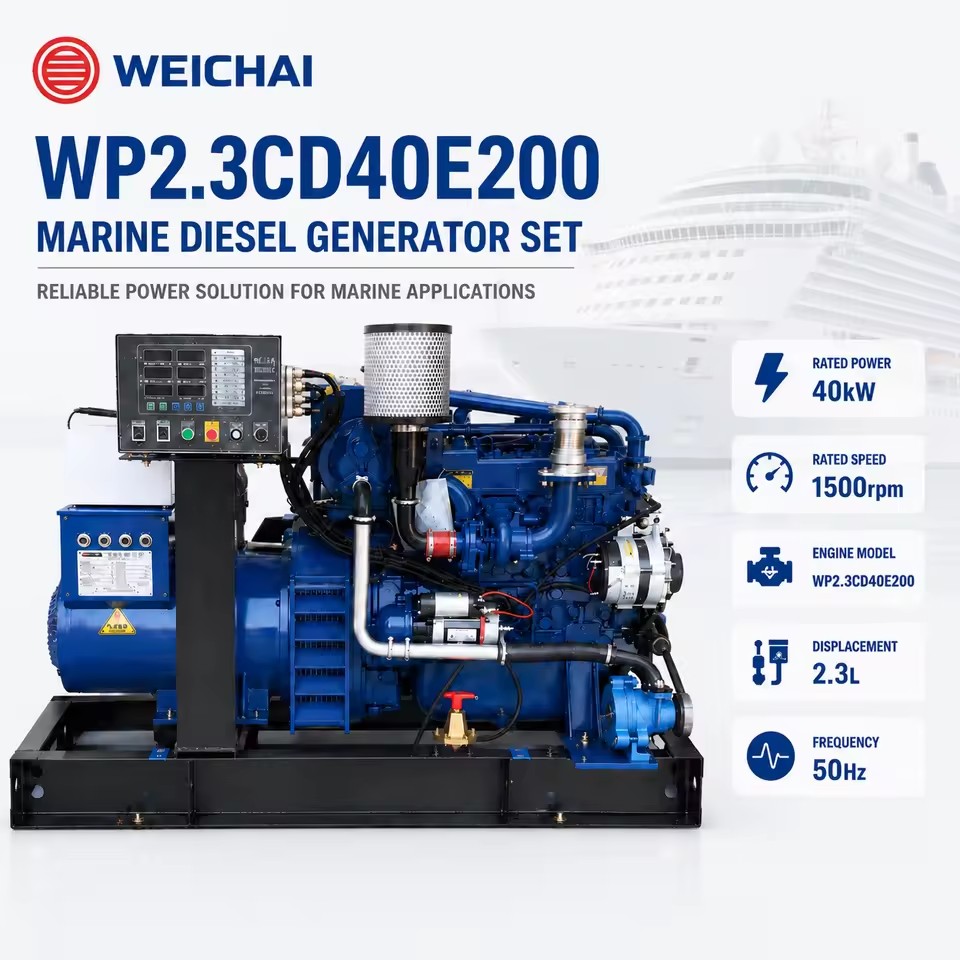 SCDC Weichai CCFJ30JW 30kw Marine Diesel Generator Set WP2.3 Series 1500/1800RPM Water Cooled Auxiliary Power for Fishing Boat