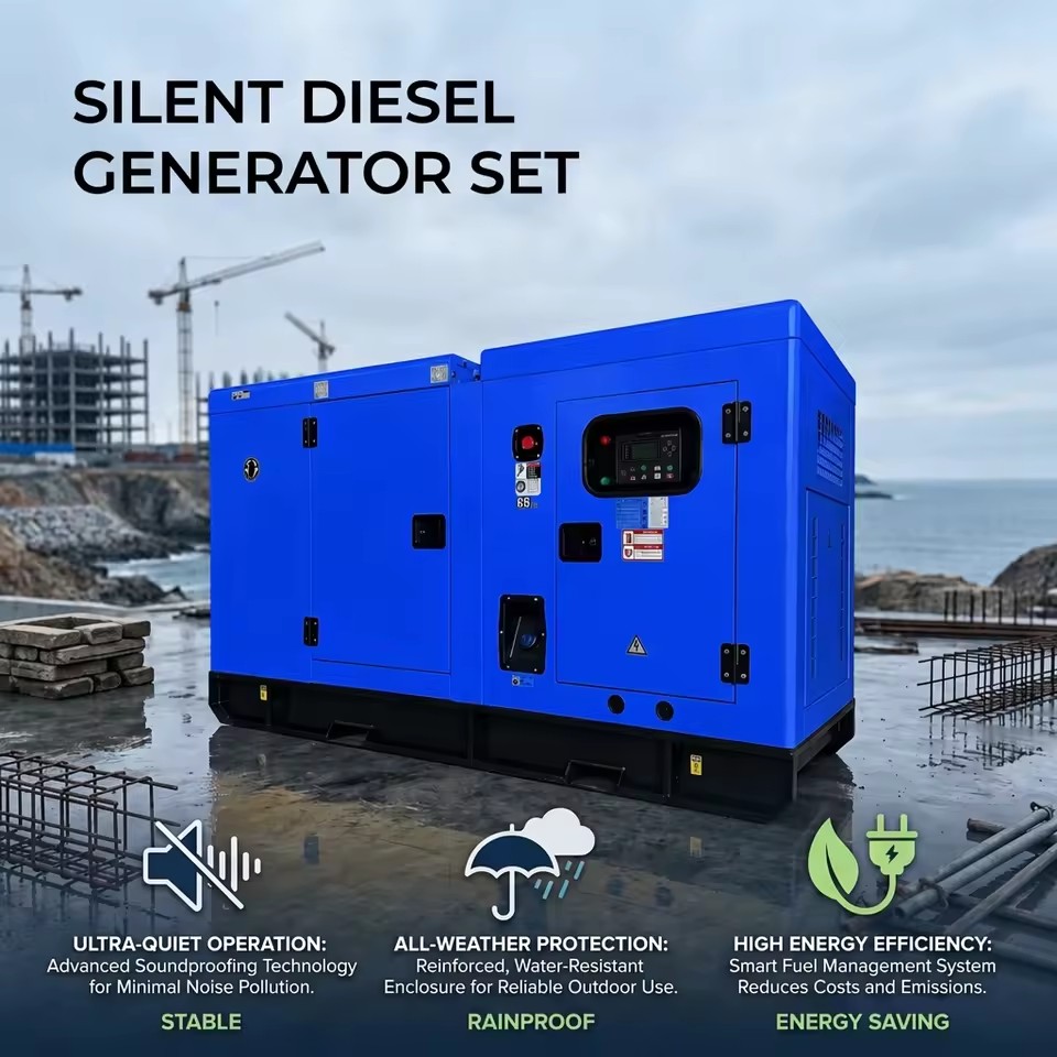 40KW Super Silent Open Frame Diesel Power Generator 72A Rated Current Auto Start Remote Emergency Backup for Small Construction
