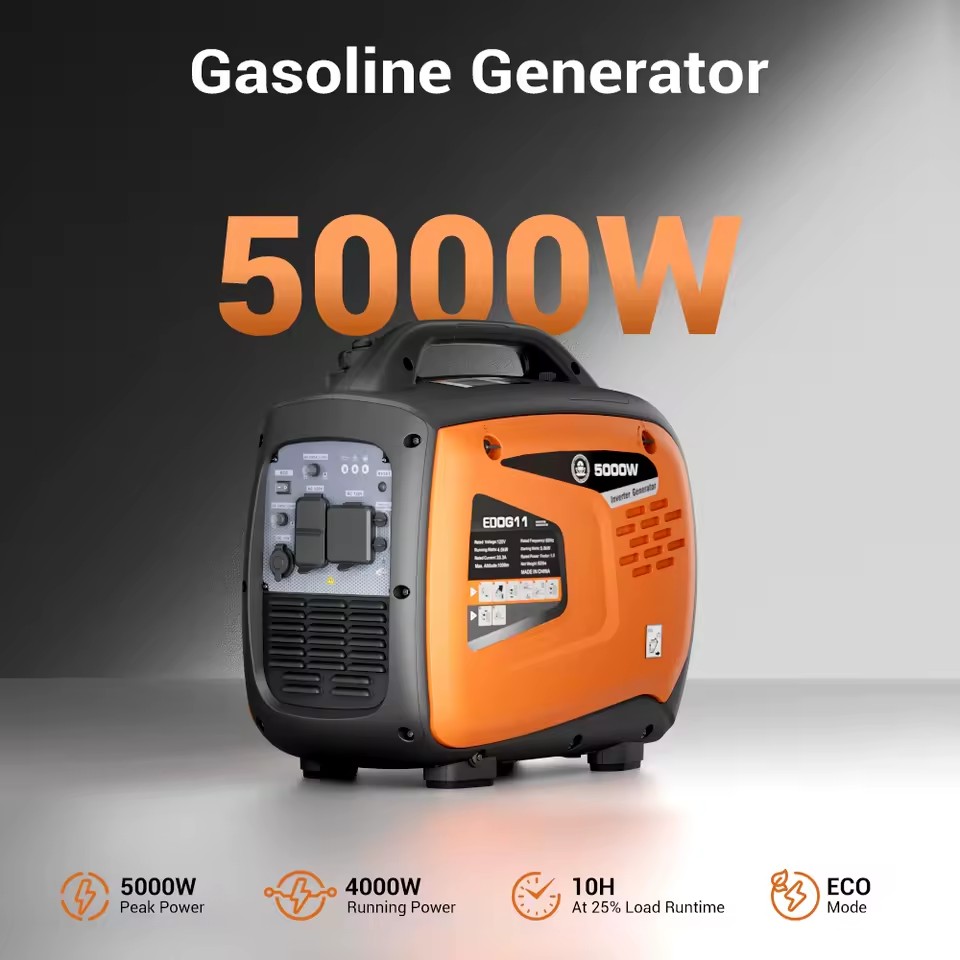 Efurden 4000W 5000W Portable Inverter Generator Petrol Silent, Digital Display, Compact and Lightweight for Camping, RV Travel