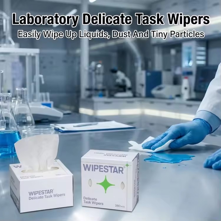 WIPESTAR 100%Wood Pulp Wipers 280Sheets Green Box Lab Tissue 1 Ply Pop-up Delicate Task Wipers Spectrometer Optical Lens Paper