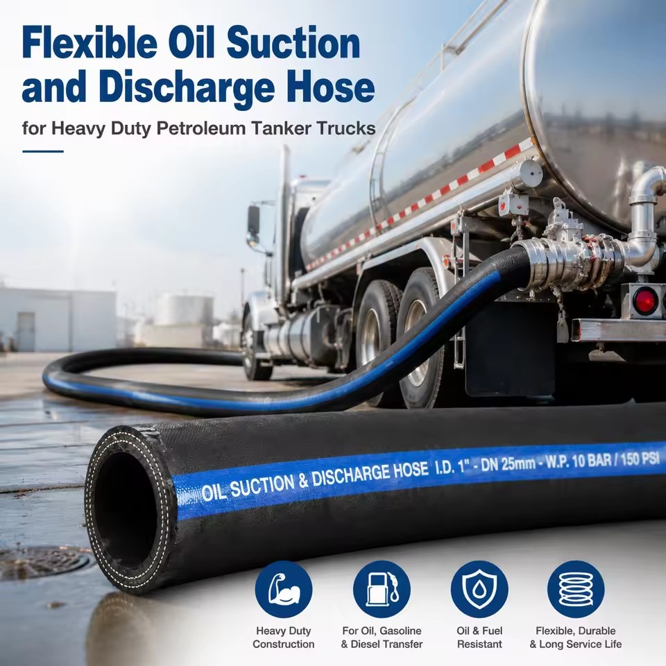 Flexible Oil Suction and Discharge Hose for Heavy Duty Petroleum Tanker Trucks